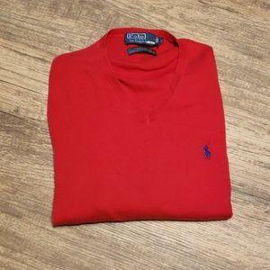 Red Ralph Lauren V Neck Sweater Sz M. B4